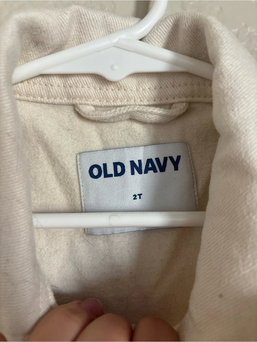 Old Navy Cream Jean Jacket with Green Patch - Kids